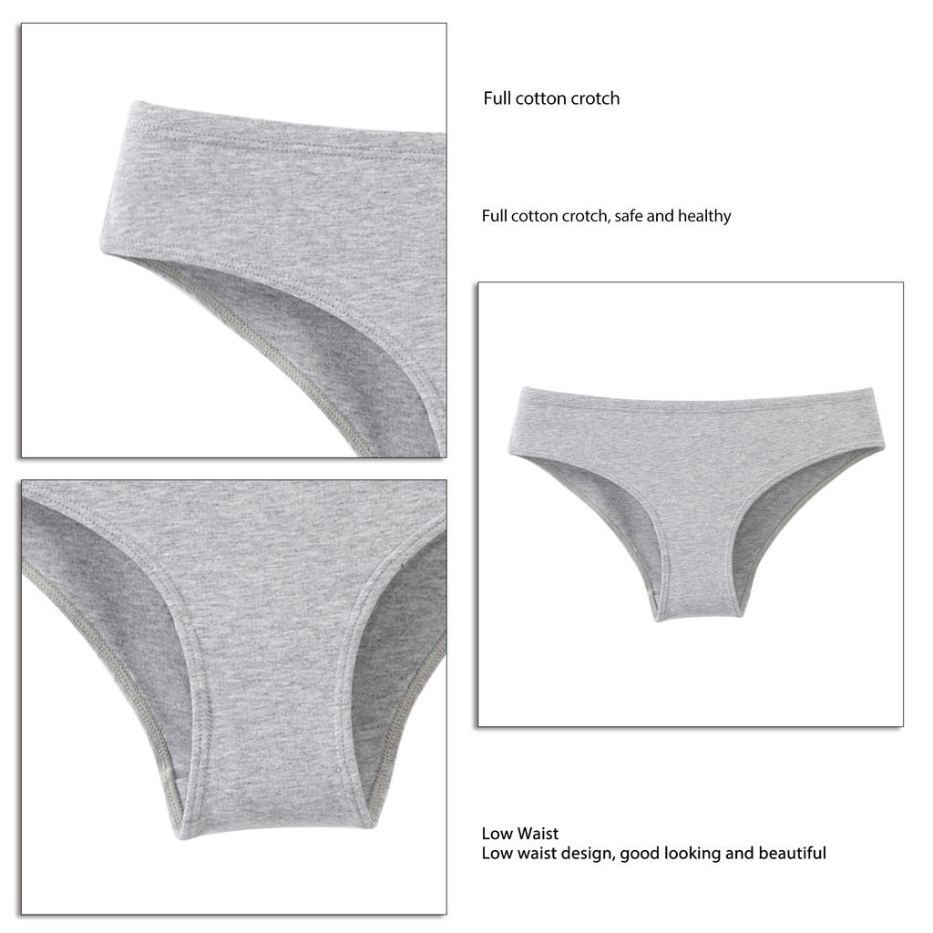 Damen Slips Weich Voll Baumwolle Stretch Bikini Halbe Bedeckung Unterwäsche für den Täglichen Gebrauch Grau L