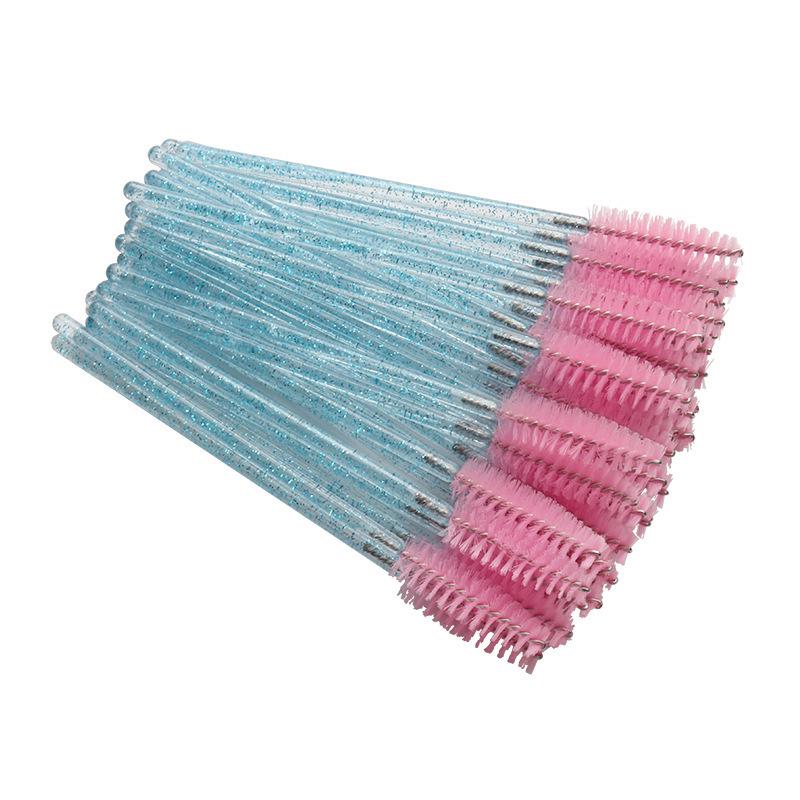 Pack of 50 Disposable Crystal Rod Eyelash and Eyebrow Spiral Brushes