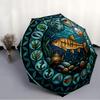 Marine Life Glass pattern umbrella, portable and foldable design, 8 ribs, a casual accessory for Halloween, Christmas, and birthday gifts.