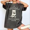 Camiseta Vintage Quokka Happiness Club Para Mulheres Unissex Algodo Streetwear Oversized Casual Unisexga Curta Adequada Para Todas As Estaes