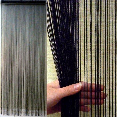 

[KJ] Нитяная занавеска, Разделитель комнаты, Норен с бахромой в западном стиле, 200 см высотой x 100 см шириной, Стильный интерьерный гобелен (Черный, Обычный)