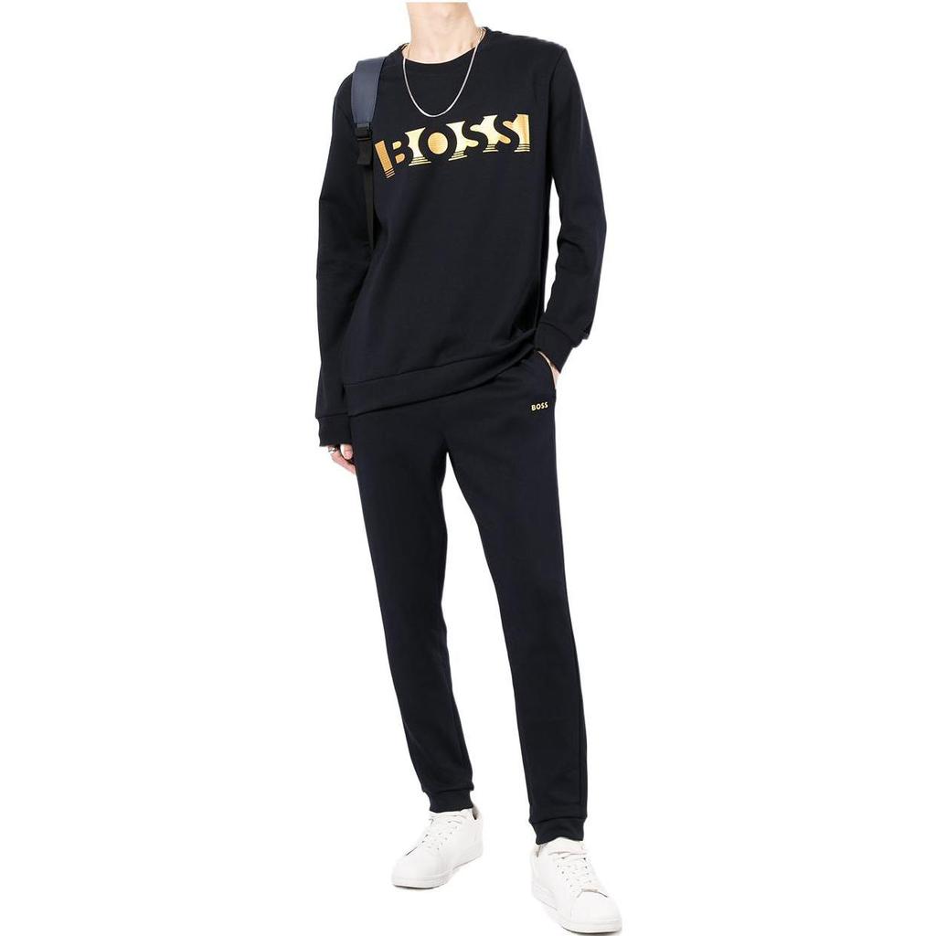 Hugo Boss Knitted Sweatpants Men's Navy Blue Moderate Cuffed Pants 50465961-402