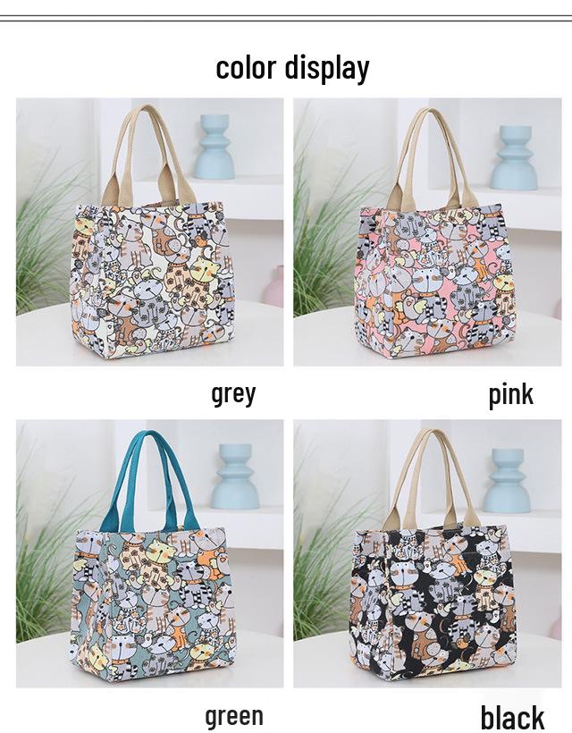 Cat Print Canvas Tote: Portable Lunch, Picnic & Work Bag