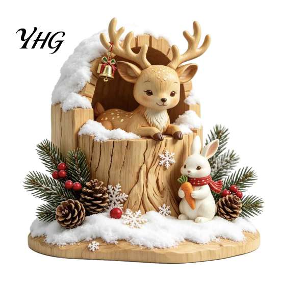 Vintage Home Accents Fairy Tale Little Boy and Fox Wooden Figurine, Rustic Desktop Statue, Artistic Carved Christmas Gift Ideas Sculpture Ornament for