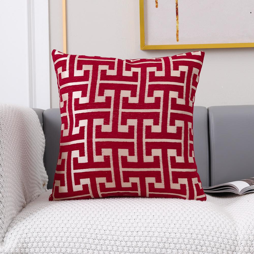100%Polyester Jacquard Pillowcase Geometric Patterned Sofa Lumbar Pillow Covers For Spring, Summer, Autumn, And Winter Seasons