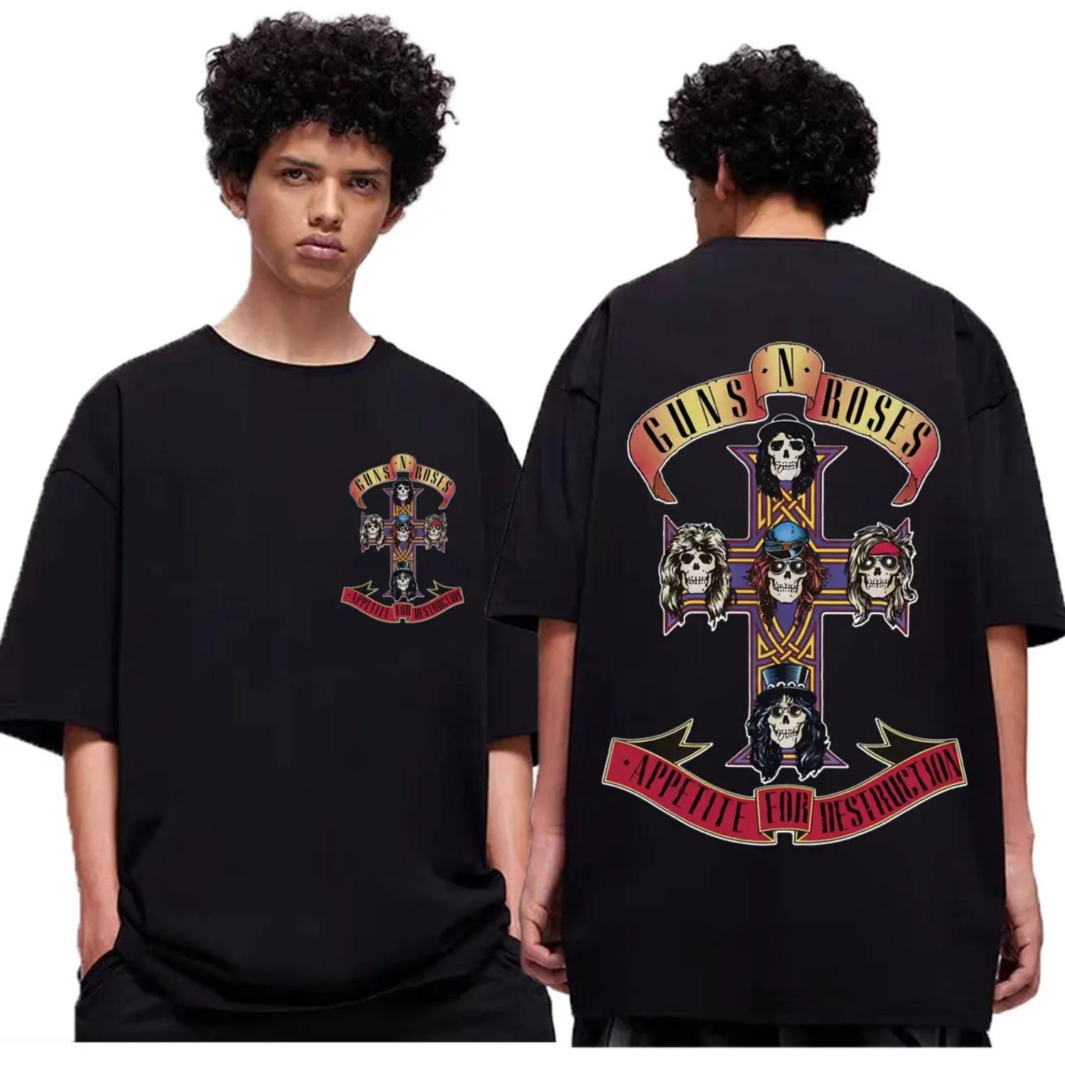

Guns N Roses Appetite for Destruction Album Graphic T Shirts Rock Hip Hop Short Sleeve T-shirt Men Casual Loose T-shirts XXXXXL чорний