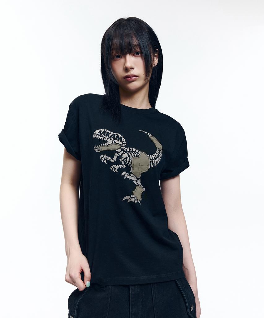 AAKAM Dino Patch Half Top (Black)