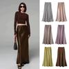 Saia Mulher Cauda de Peixe Cintura Alta Tipo Cetim Respirável Brilhante Design Emagrecedor Saia Maxi Trabalho Lazer Uso Diário