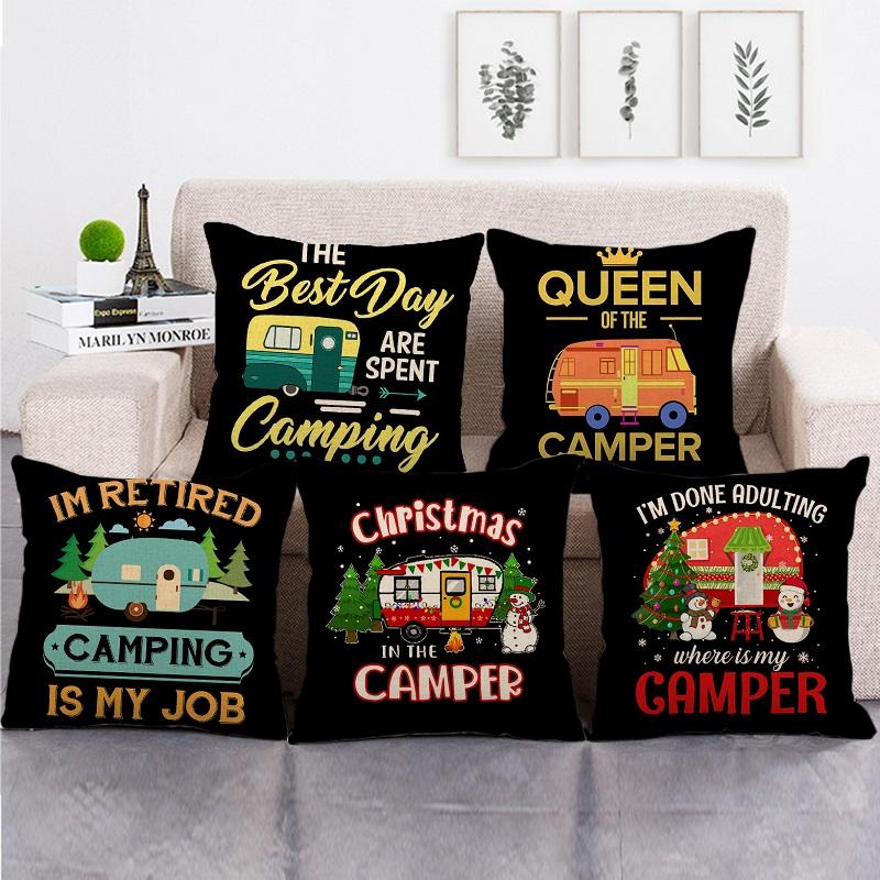 Satın alın Happy Campers Pillowcase Sofa Bed Pillows Case Living Room