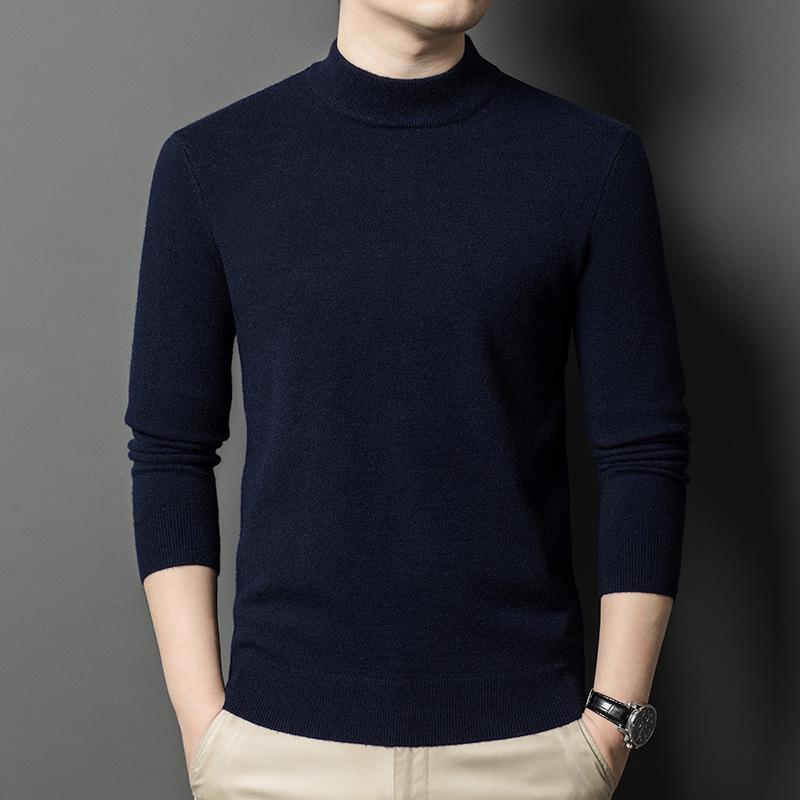 Men's High Neck Wool Sweater - Warm, Versatile Knitwear for Autumn & Winter