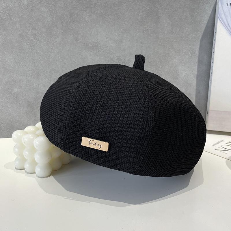Gentle Beret for Women Fashionable Small Letter Mark Simple and Versatile Fashionable and Stylish Solid Color Pumpkin Hat