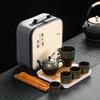 Pile flower gilt whole set Kung Fu tea set Portable travel tea set Business enterprise Company event gift set