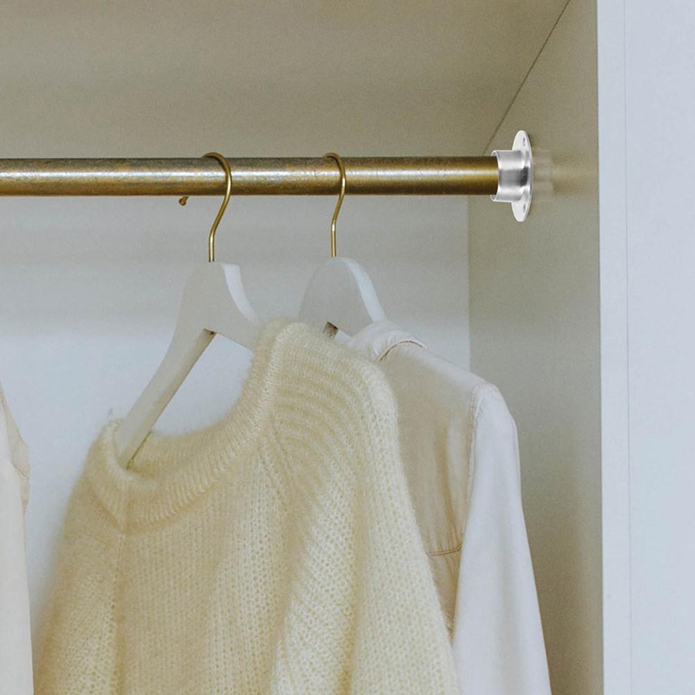 6Pcs Stainless Steel Closet Rod Base High Foot Flange Pipe Mount Heavy Duty Closet Rod End Supports for Wardrobe Shower Curtain