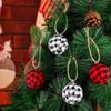 6pcs/bag Vintage Plaid Fabric Ball Hanging Christmas Tree Decorations  Holiday Party