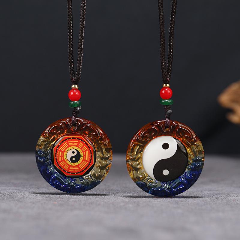 Taishang Laojun Colored Glaze Bagua Pendant