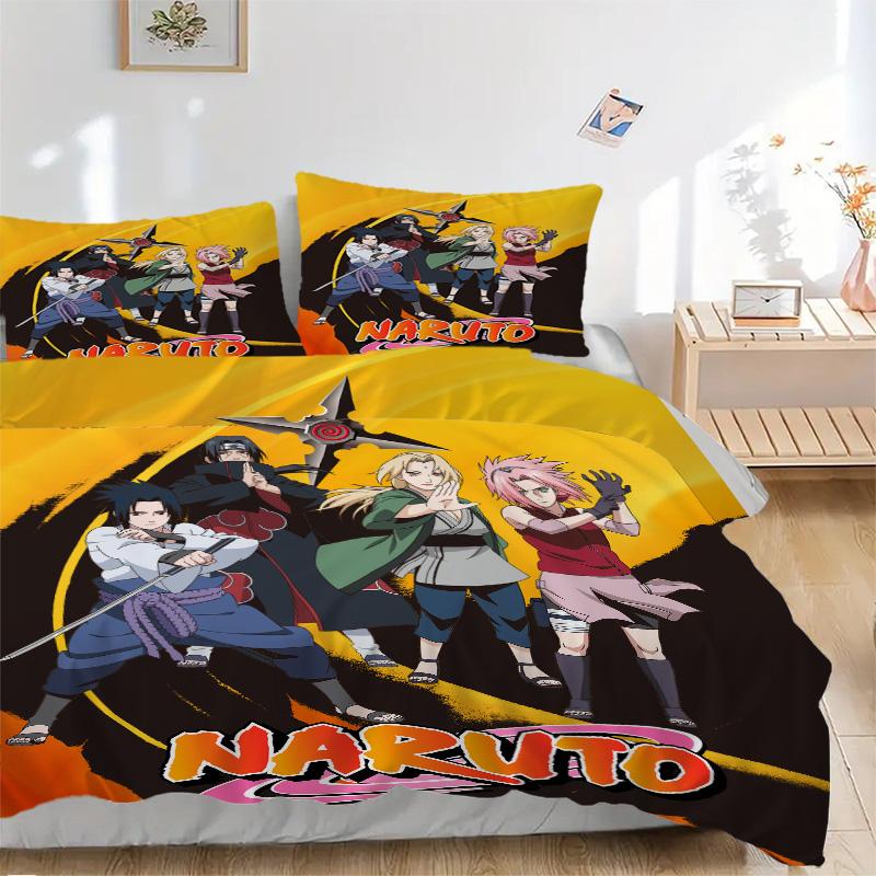 Naruto Team Seven Adventure Print 3Pcs Bedding Setduvet Cover With 2 Bedropillowcase Home Birthday Gift