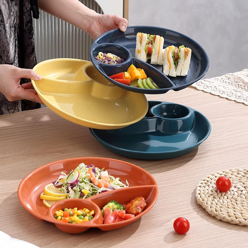 2pcs Microwavable Food  Plate Plastic Meal Measure Dish Household Fruit Serving Tray  Salad