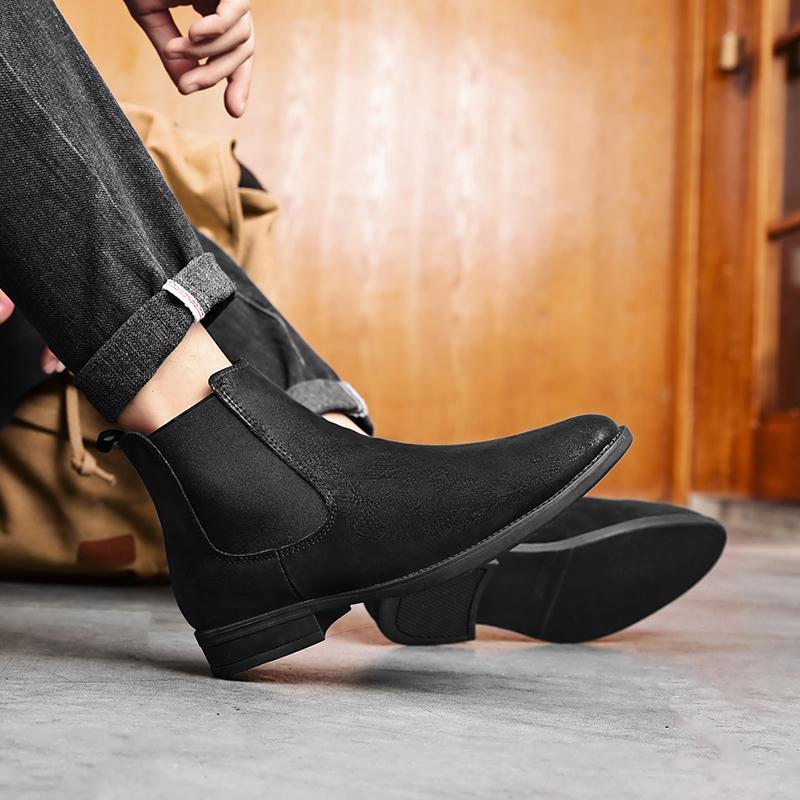 Fashion New Winter Plus Ankle Boot Men Mens Slip On Shoes Men Casual Business Chelsea Boots Handmade Leather Fashion Motorcycle Boots