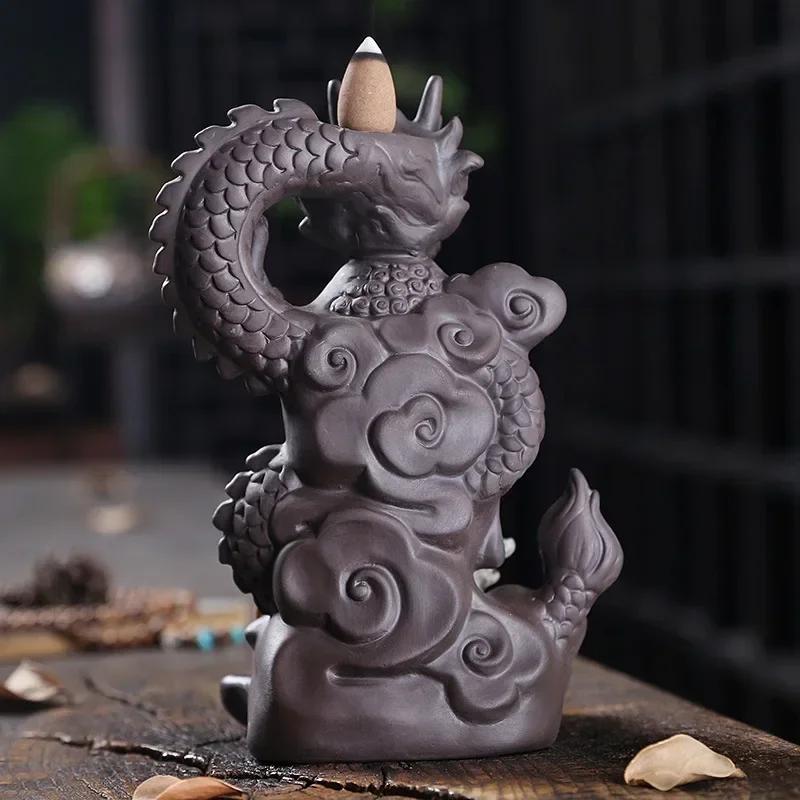 1pc Ceramic Waterfall Incense Burner, Dragon Backflow Incense Burner, Catcher Holder,Home Decor Creative Home Aromatherapy Gift