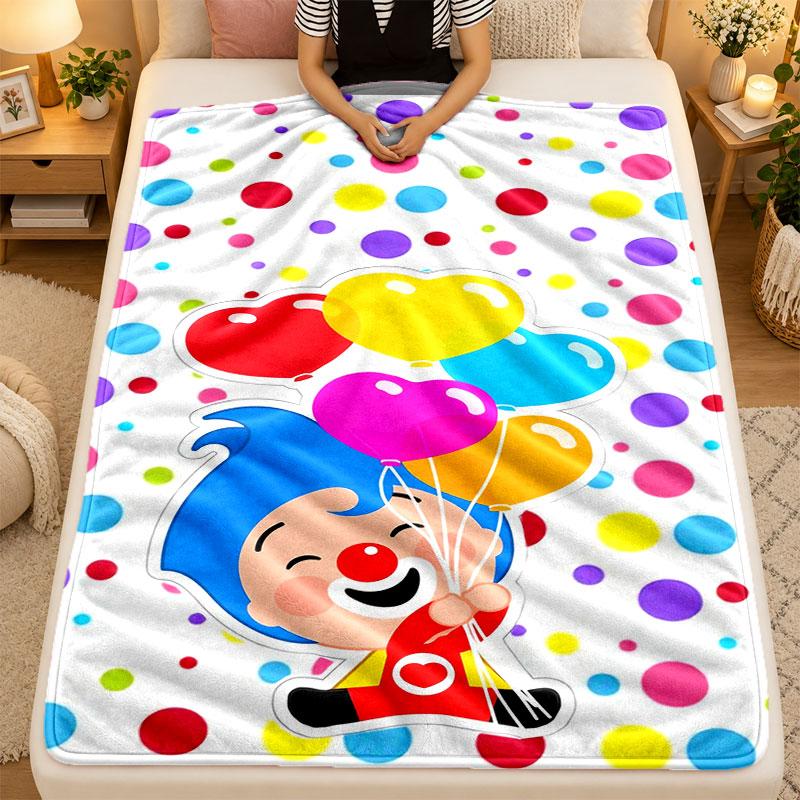 Flannel BlanketEl Payaso Plim Plim Warm Soft Throw Blanket for Indoor Sofa Bed Living Room Use
