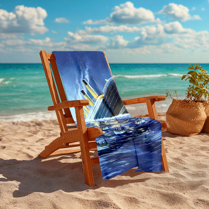 1pc Titanic1 Beach Towel, Comfortable and Thick, and Swimming/Bath/Picnic/Camping Towel, Suitable for Seaside Beaches
