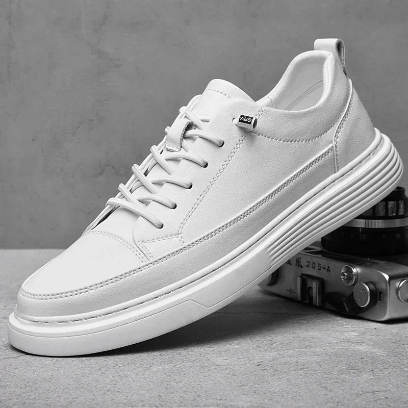 Fashion New Genuine Leather Mens Shoes Comfortable Outdoor Sneakers High Quality Skateboard Casual shoes Fashion Sport Male Footwear2024