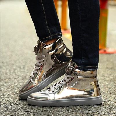 Pánské sportovní boty Vysoké kožené ležérní boty Street style Zrcadlová móda Univerzální pánské skate boty