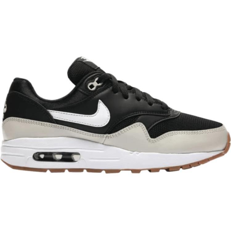 Nike Air Max 1 GS Schwarz Light Bone Kinder Sneaker Gummi-Mittelbraun Weiß 807602-011