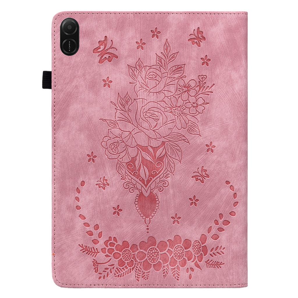 Für Honor Pad X8a Hülle Kartenhalter Kratzfest Lederhülle Rosenblumen Prägung