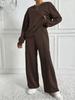Trendy Solid Color Long Sleeve Round Neck Two-Piece Set for Women