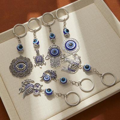Portachiavi Mano del Diavolo: Ciondolo Retro Etnico Albero della Vita con Fascino Occhio Blu