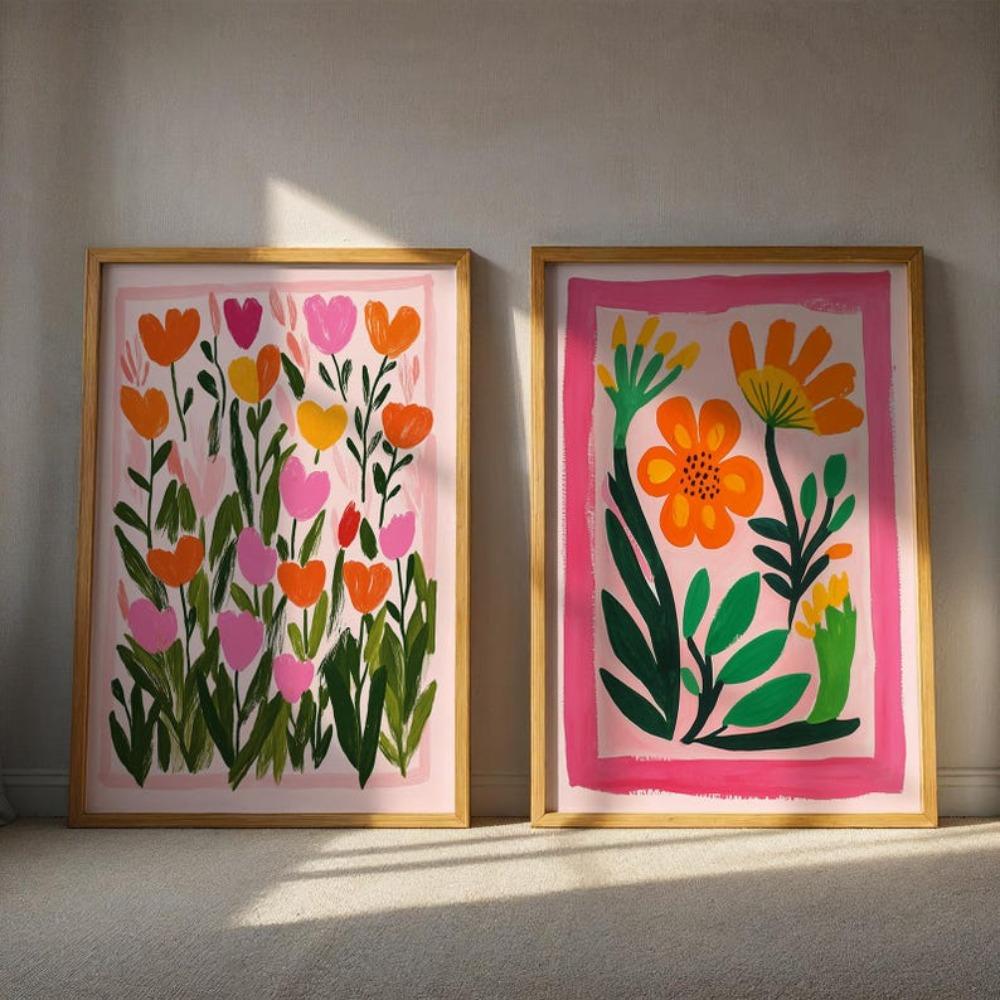 1/2pcs Wildflower Floral Bouquet Botanical Abstract Canvas Print Poster Modern Aesthetic Art Prints Home Decor Wall Art Posters