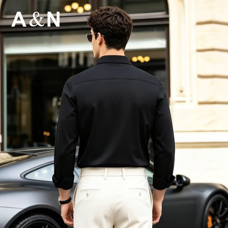 Antonio Men's Modal-Blend Long Sleeve Business Casual Shirt