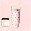 Large Capacity Insulated Travel Mug With Straw Lid Ceramic Inner Liner Women Portable Coffee Cup 480ml