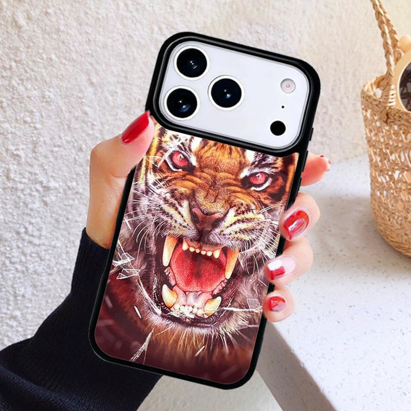 Tiger Bearing Teeth Roar Phone Case For iPhone 17 Air 16 15 14 13 12 11 Pro Max Plus