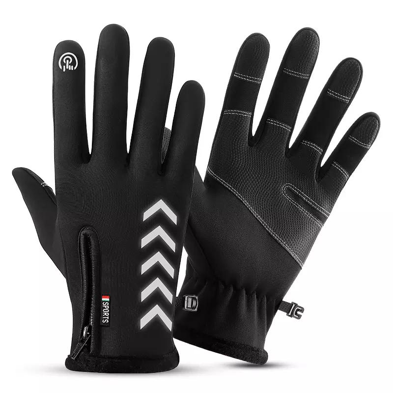 Cheap Winter Zipper Wool Lined Non-slip Waterproof Touch Screen Riding Gloves Winter