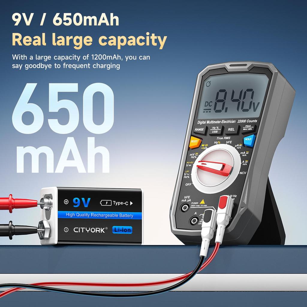 Batteria ricaricabile USB 9V 9V 1200mAh 6F22 Batteria agli ioni di litio Batterie USB per multimetro Metal Detector chitarra elettrica