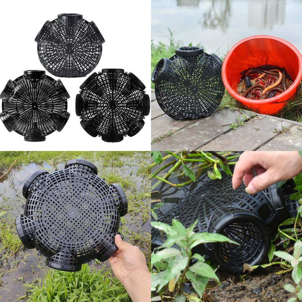 6 holes Lobster Yellow Eel Cage Convenient Assembly Compact Size Catching Basket Suitable for Crawfish Crab Trap