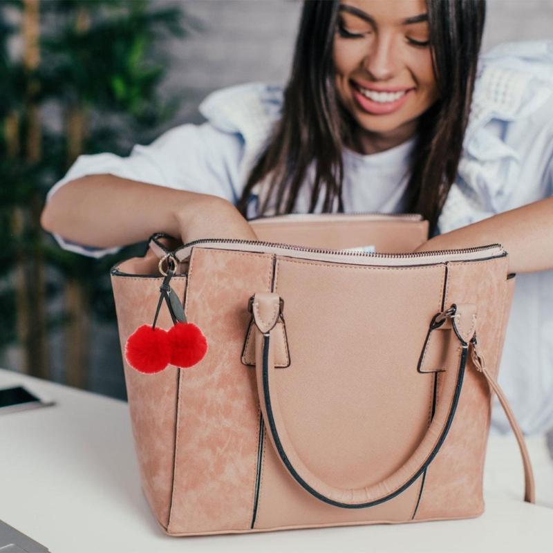 Cherry Keychain Bag Pendant Bag Accessory Plush Texture Key Holder Key Ornament Suitable for Gifting and Daily Use