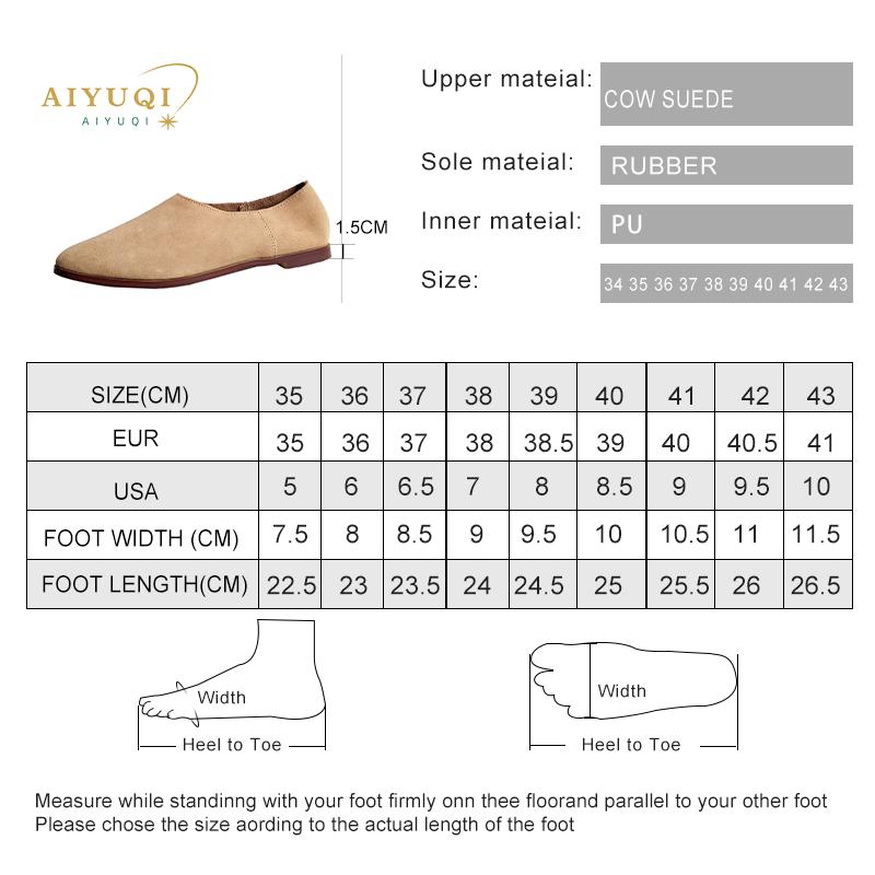 Fashion AIYUQI Ballet Flats Women's Shoes Genuine Leather Large Size 41 42 43 Pointed Toe Women's Loafers