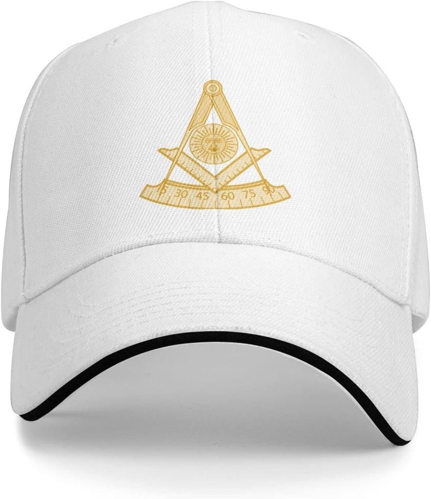 Freemasonry Past Master Jewel Masonic Square Compass Baseball Cap Adjustable Golf Hat Summer Sun Design Casual Dad Hat