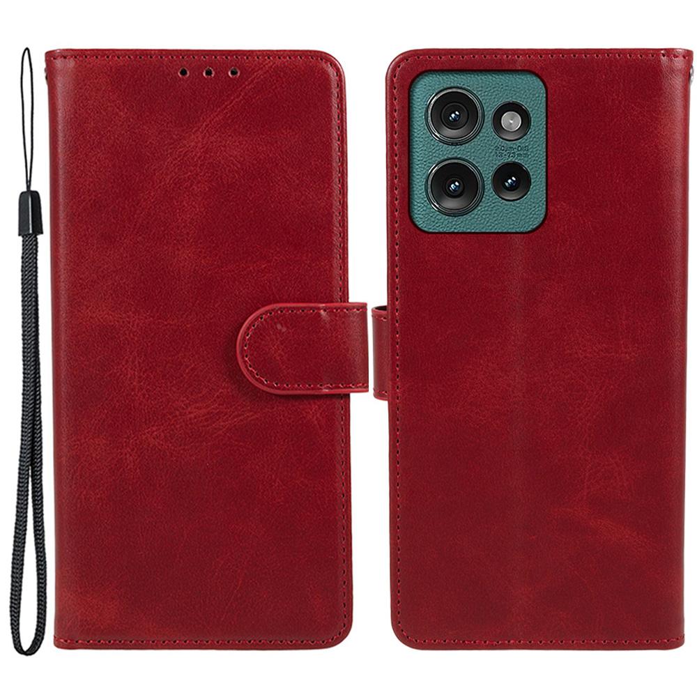 

Для Motorola Edge 50 Neo 5G/Moto S50 5G/Thinkphone 25 5G Чехол Кожаный кошелек Защитный чехол для телефона Текстура теленка Red