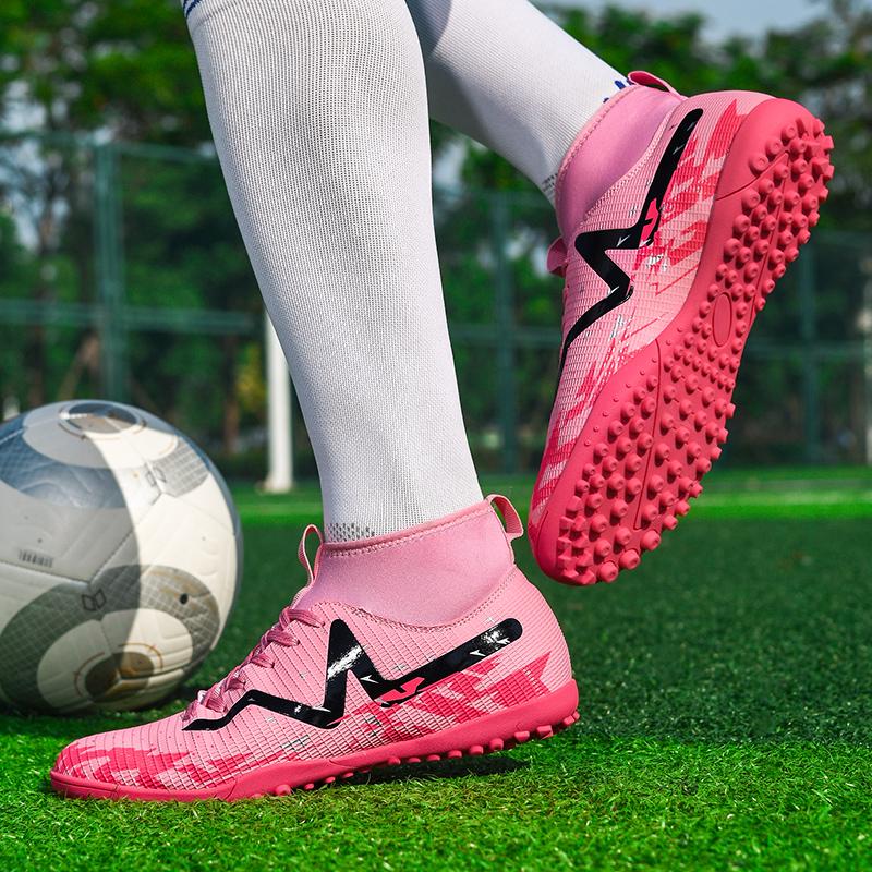 35-46 Kids Football Boots Rubber Soft Sole Short Nails Artificial Turf Leather Youth Kids Football Shoes Men's Sports Large Size Football Shoes
