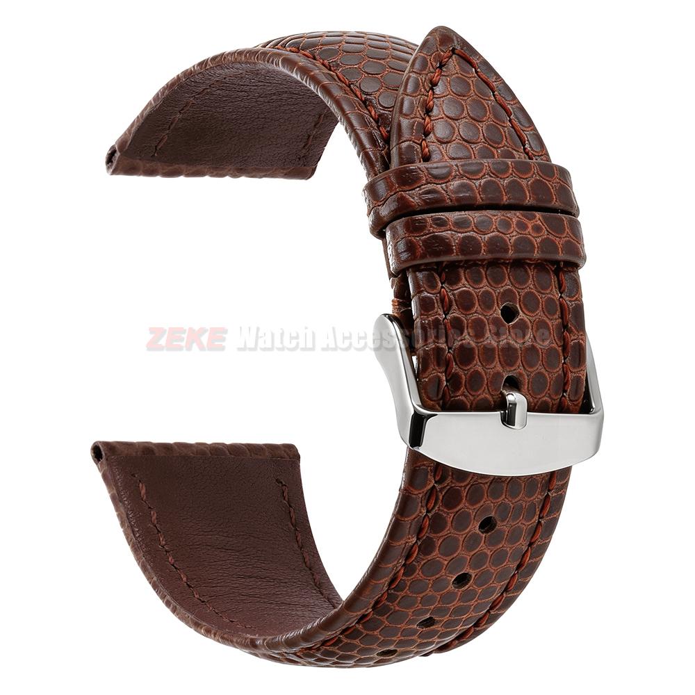 Lizard Grain Genuine Cowhide Watch Strap Waterproof Quick Release Leather Band 16/18mm 20mm 22mm Universal Replacement Wristband