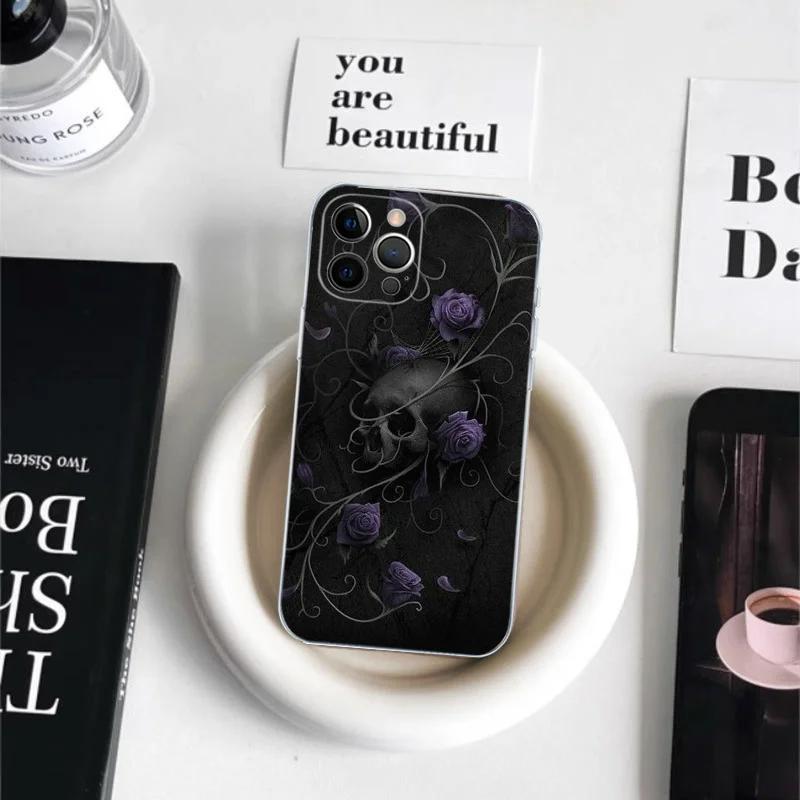 Deluxe Skull Phone Case For iPhone 15 14 11 12 13 Mini Pro XS Max Cover 6 7 8 Plus X XR SE 2020 Funda Shell