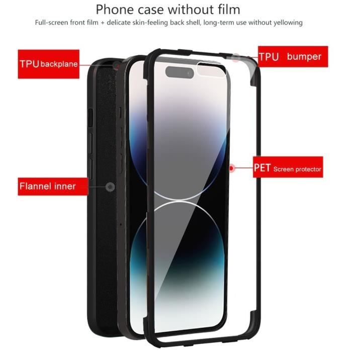 Full 360 Case - EF CONNECTION - for iPhone 14 Pro Max - Black - Scratch-Resistant - Flexible