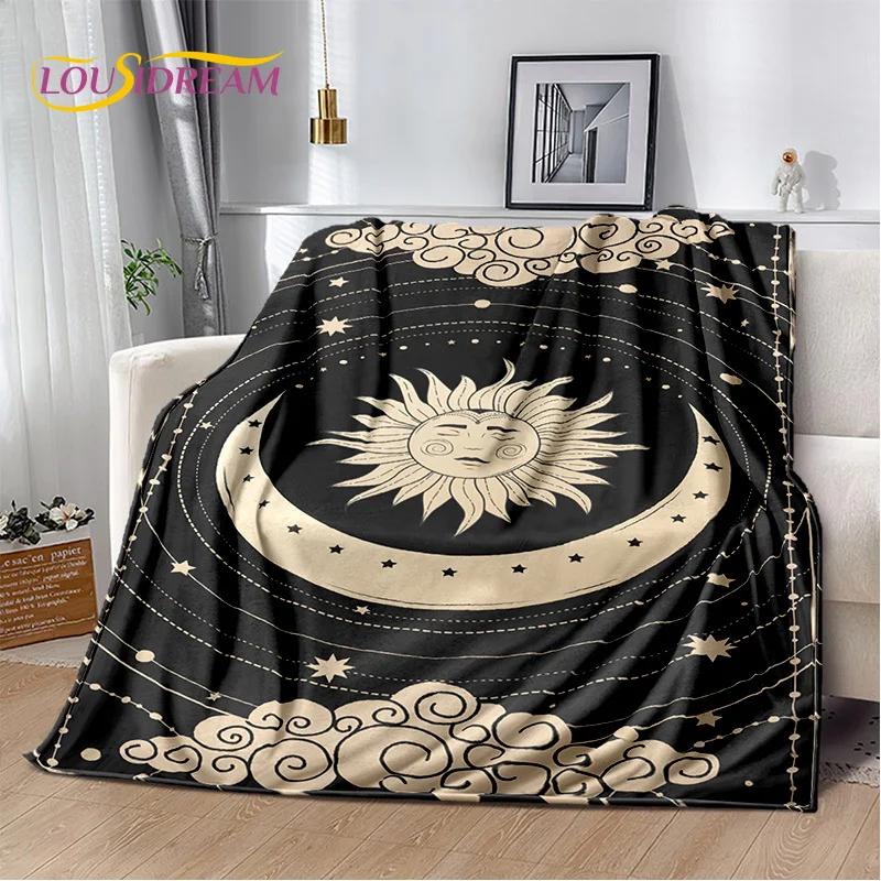 Sun Moon Mandala Magic Witchcraft Tarot Blanket,Soft Throw Blanket for Home Bedroom Bed Sofa Picnic Travel Office Cover Gift Kid
