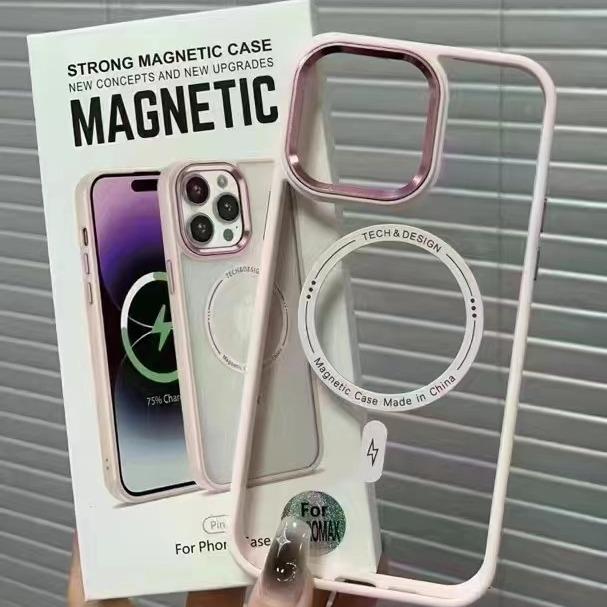 

Applicable To IPhone15pro Metal Lens Mobile Phone Case 14 Skin-soft Magsafe Magnetic Case Xs Protection Case iPhone 15Plus