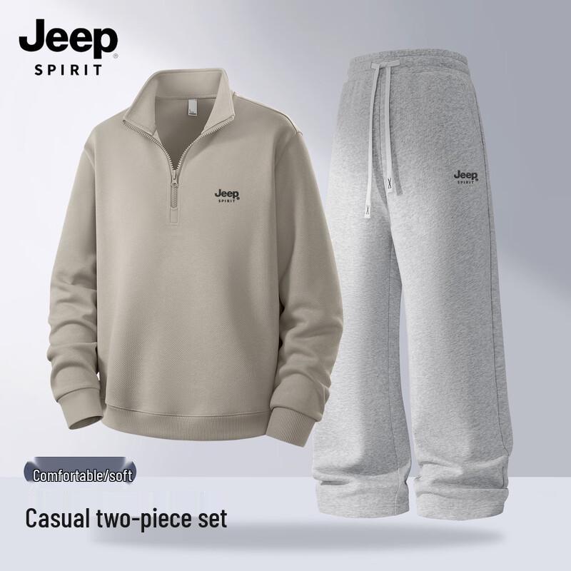 

Jeep Spirit Men s 2025 Spring-Autumn Half-Zip Sweatshirt & Pants Set L