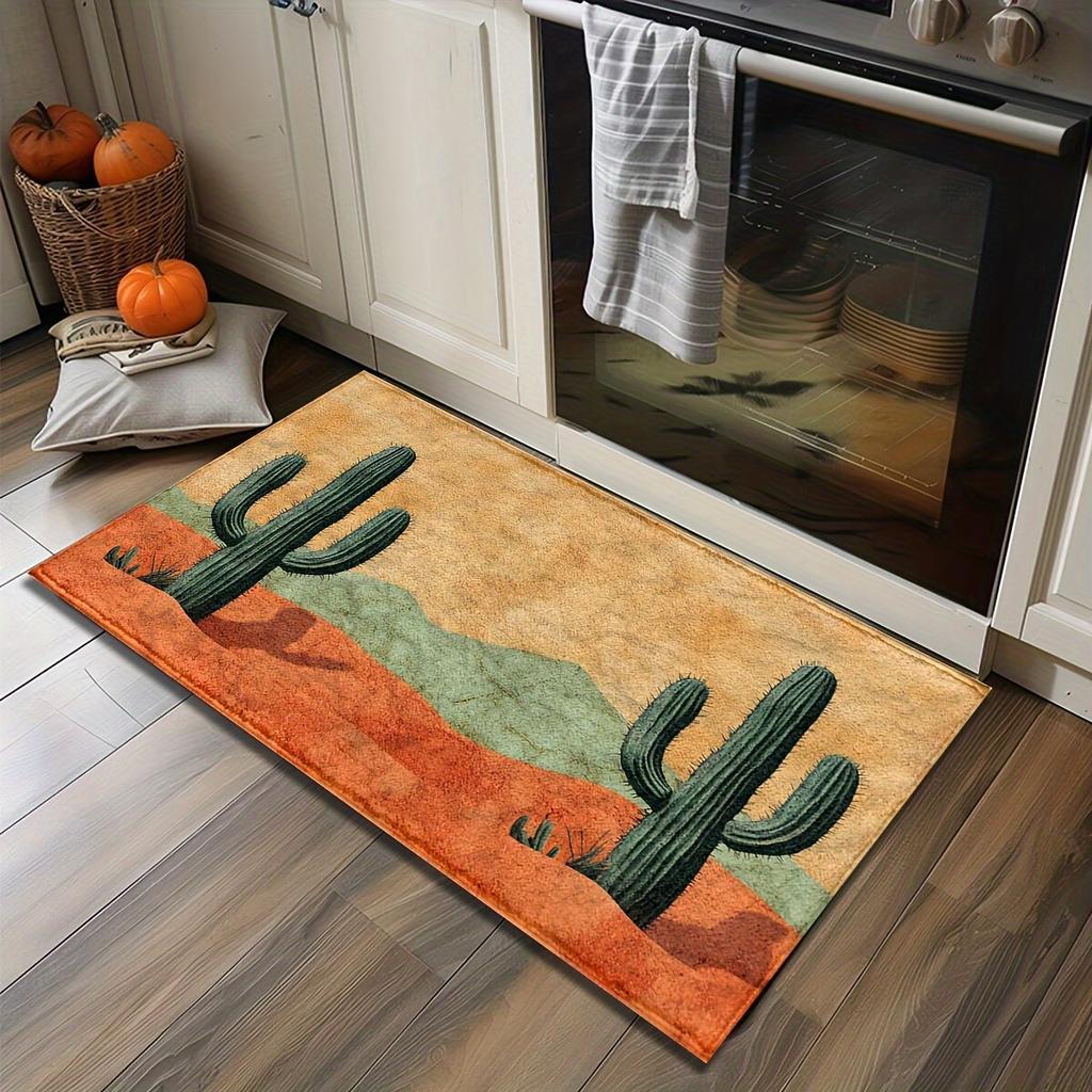 Cactus Print Carpet Soft Absorbent Home Decor Bathroom Kitchen Mat Multifunctional Indoor Outdoor Decor Door Mat